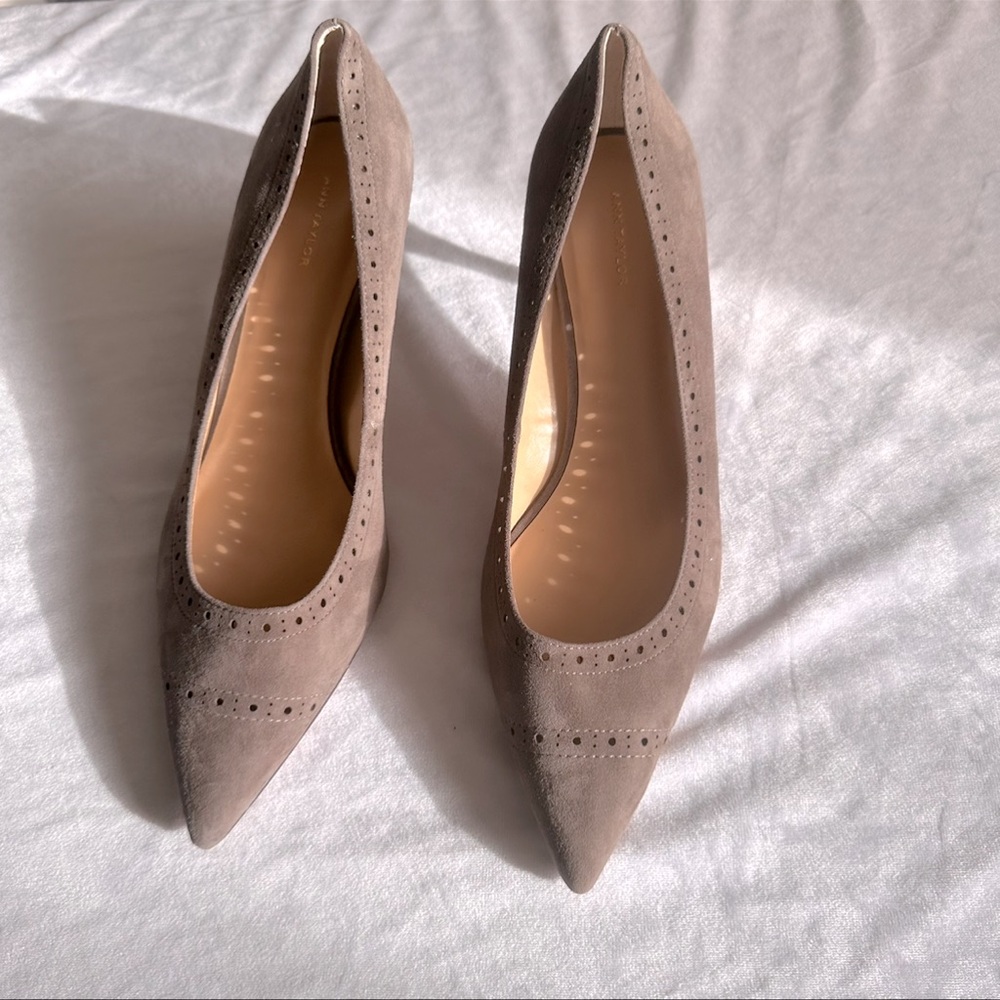 Ann Taylor Taupe Suede Heels